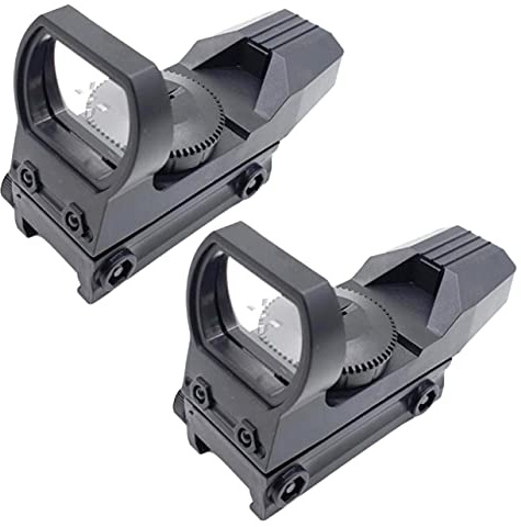 RimFly Mira Holográfica Pack de 2 Telescópica Airsoft Arma Punto Rojo 20 mm Alcance Lejano Pistola Táctica Apuntar Ajustable con Carriles Láser Rifle Retículo Escopeta Armas y Cubierta Deporte