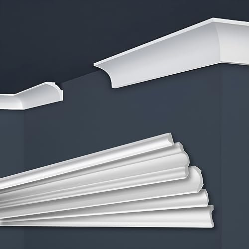 MARBET DESIGN Stuckleisten XPS Styropor weiß - Deckenleisten Zierleisten Eckleisten Dekorbau E-Leisten - (30 Meter / 15 Leisten E-11)