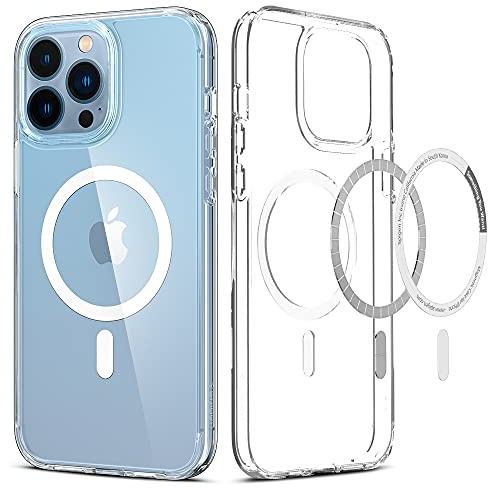 Spigen Ultra Hybrid MagFit Case for iPhone 13 Pro Max, Compatible with MagSafe Accessories [Anti-Yellowing] [Military-Grade Drop Protection] - Clear White