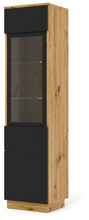BIM Furniture Glasvitrine Aura 1DS Regale, Schrank, Möbelseite, Vitrine, Bücherregal, 150 cm