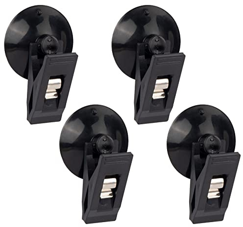 AUEAR, 4 Pack Black Suction Cup Clips Round Holder Multiple Purpose Card Clamp for Car Business Kitchen Office Home Accessories