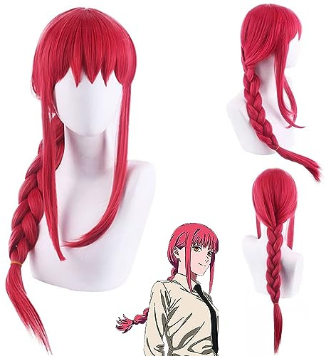Makima Cosplay Anime Parrucche, Makima Cosplay parrucca con per parrucca, Parrucca Cosplay Makima Rosso Anime Parrucche Cosplay per Donna Ragazza Halloween Festa, carnevale