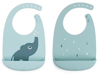 Done by Deer Silicona baberos 2-pack Elphee Azul