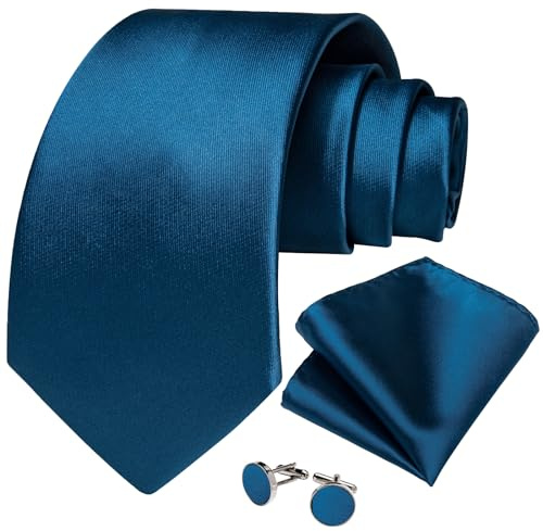 DiBanGu Mens Solid Silk Tie Woven Necktie and Pocket Square Set | 4PCS,Jacquard Woven,Elegant Touch,Handkerchief,Cufflinks,Business,Wedding,Ceremonies,Activities,for Boyfriend and Father