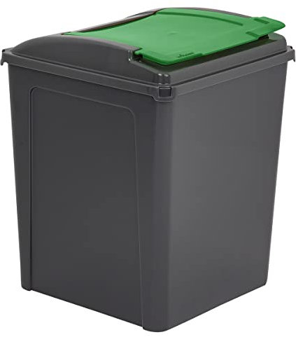 TENLITE HOME & GARDEN ESSENTIAL 50 Litre Plastic Indoor Outdoor Bin with Flap Lid | Waste Utility Plastic Bin | Animal Feed Storage Bin | Ideal For kitchen, Bathroom (50L Recycle Bin (Green))