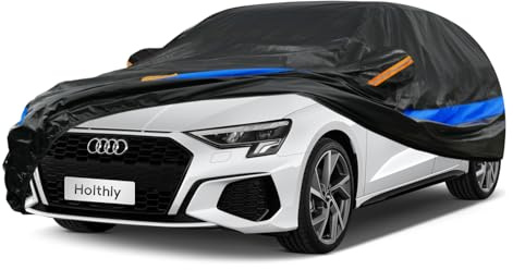 Holthly Vattentätt och andningsbart bilskydd för alla väder, regn, sol, damm och UV-skydd. Bilskyddet är lämpligt för BMW 3-serien, Toyota Corolla, Honda Civic och så vidare.