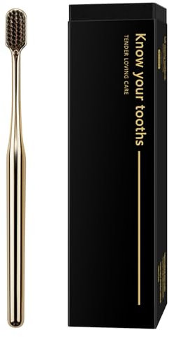 Cepillo de Dientes Dorado con Cerdas de Carbón de Bambú Super Suaves, Adecuado para Uso en el Hogar, Como Huésped y en Viajes, Lujoso Cepillo de Dientes de Mano Dorado