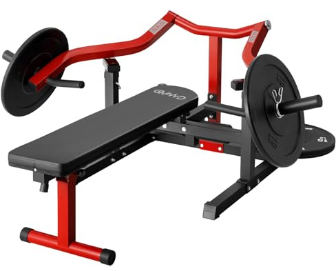 GMWD Presse de poitrine de 567 kg avec bras convergents indépendants, banc incliné plat réglable pour la poitrine, les entraînements abdominaux, l'équipement de gym à domicile, noir