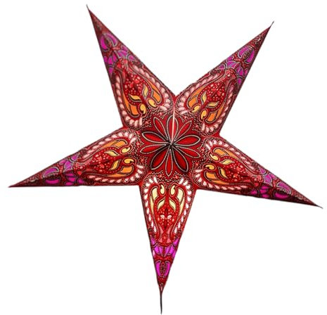 Paper Star Lantern Lampshade, 60 cm, Hanging Decorations for Christmas, Wedding, Home, Party (Glitter Red, Purple, Yellow)