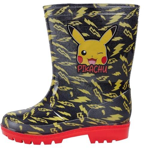 A2Z 4 Kids Boys Rain Boot Anti-Skid Rubber Wellies Galoshes Pikachu Lightweight Wellington Snow Boot - Wellies Pikachu 9 UK Ch