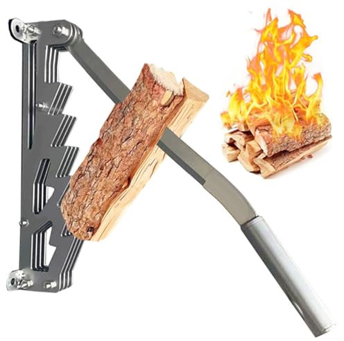 Divisor de Leña Montado en la Pared Divisor de Troncos de Madera de Acero Al Carbono Cortador de Leña Manual Portátil Divisor de Madera Resistente, para Acampar 57 X 10 Cm (Silver)