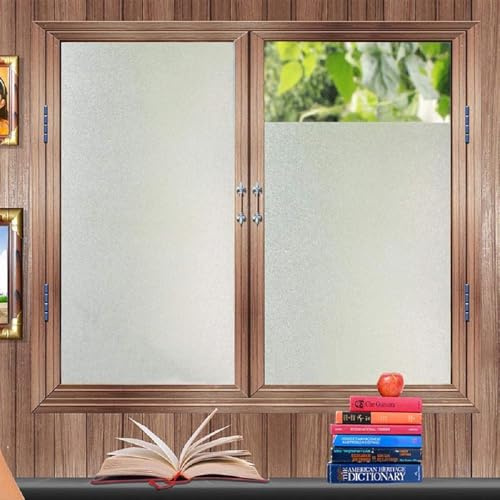 Zindoo Frosted Opaque Window Film Privacy for Glass, Matt, 90x400cm | Glass Sticker Static Cling No Glue, Frosting Decorative Anti-UV Vinyl Coverings Privacy for Bathroom Office Home Glass Doors