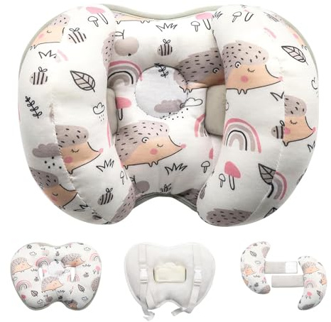 KAKIBLIN Cuscino di supporto per la testa e il collo, 2 in 1, cuscino per il collo a banana, per neonati e neonati, cuscino regolabile per la testa per bambini e bambini (riccio)