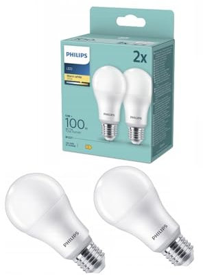 PHILIPS LED-Glühbirne 13W warm 2700K E27 100W 1521lm -2 Stk. pro Pack Energiesparlampen LED-Glühbirne Energiesparlampe