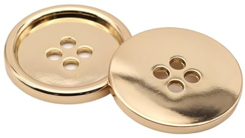Codulu 10 Botones de Metal Vintage con 4 Agujeros para Coser Abrigos, Camisas, Botones de Repuesto para Chaquetas, Uniformes, Manualidades, decoración (2 Unidades), 15 mm, Color Dorado