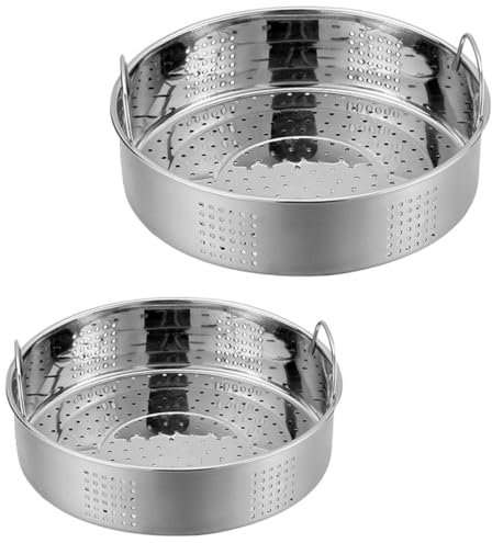 POPETPOP 2 Pcs Rejilla de Vapor de Acero Inoxidable para Olla Vapor, Asas para Fácil Manipulación, Adecuado para Huevo, Maíz y Uso en Hogar o Restaurante