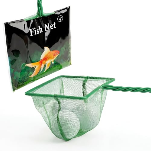 Barpre 2-Pack Small Aquarium Fish Nets & Kids Pond Dipping Net - 4 Inch Fine Mesh Scoop for Tropical Fish Tank Cleaning, Bathtime Sensory Play, Rock Pooling & Catching Minnows (Green)