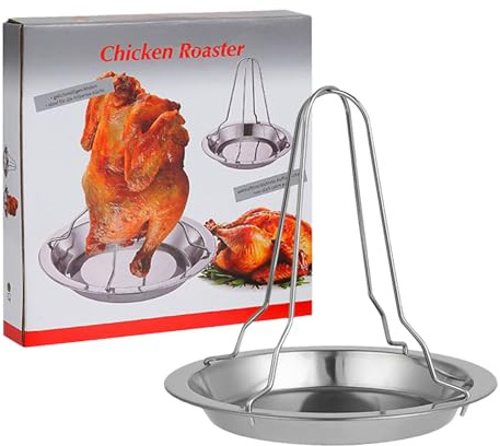 Soporte de pollo para parrilla, estante antiadherente de acero inoxidable para aves de corral, plegable, grande, vertical, para cocina al aire libre, comida, fiesta, reunión, picnic