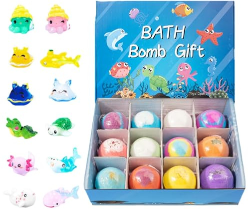 Pelota da bagno per bambini, Palla da bagno con giocattoli, Palla di sale per bambini | Giocattoli terrestri e marini, palla fatta a mano 12X per idratare la pelle secca, per compleanni, Halloween, Na