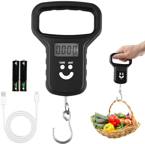 Digital Luggage Scale 50kg/110lb, Portable Suitcase Weighing Scales with Backlit LCD Display, High Precision Travel Scales for Luggage, Baggage Weight Scale for Air Travel & Fishing