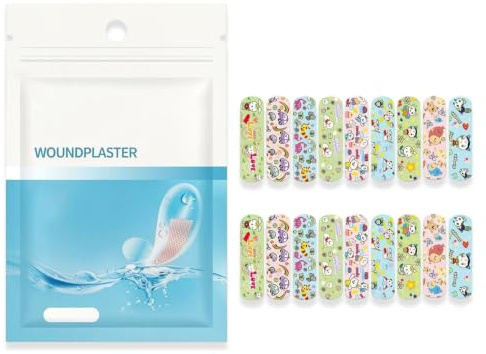 100 Infantiles con Dibujos Animados, Apósitos Adhesivos Impermeables y Transpirables para Niños, de Colores para Heridas Pequeñas y Primeros Auxilios, Pack de 100 Unidades