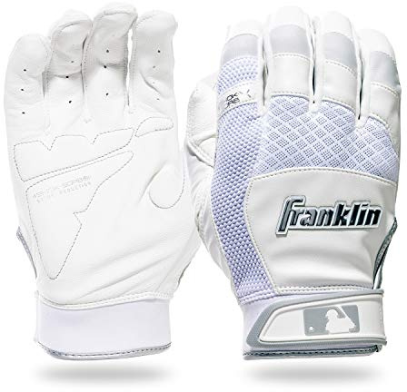 Franklin Sports MLB Shok-Sorb X Paire de Gants de frappeur pour Adulte Taille L Blanc/chromé