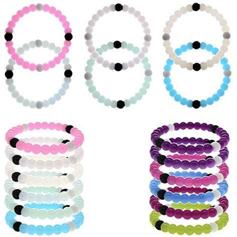 FROG SAC 6 Beaded Bracelets for Teen Girls, UV Solar Reactive Silicone Bracelet Pack, Cute Stretch Bead Bracelets for Kids That Change Color In The Sun, VSCO Girl Birthday Party Favors