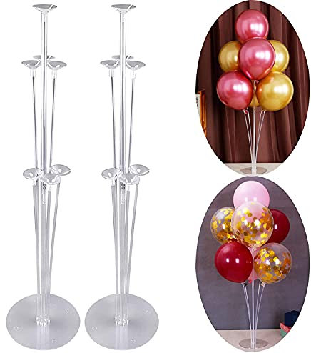 Table Stand Set, Transparent Balloon Sticks, Desktop Decoration for Birthday, Party, Wedding, Celebration, Graduation - 2 Set