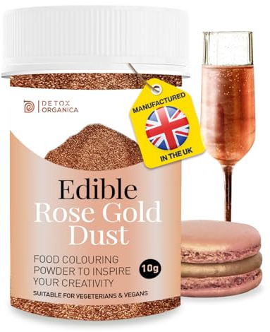 Edible Rose Gold Dust 10g – Rose Gold Luster Dust Edible Glitter for Cakes - Edible Cake Decorations for Cakes Icing, Muffins, Drinks, Cake Decorations, Vegan, Gluten Free