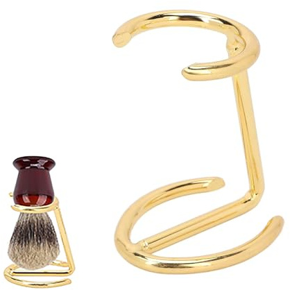 ZBJBinCH Shaving Brush Holder, Deluxe Shaving Stand for Safety Razor, Stainless Steel (Golden, Without Brush)
