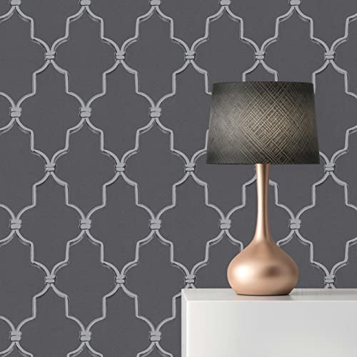 TADESSI WTD 213 Art Deco Meo Papier peint intissé Motif baroque Gris/noir