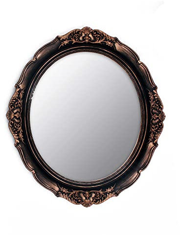 YCHMIR Decorative Mirror Vintage Mirror for living room 37.6 x 33.3 cm Oval Brown
