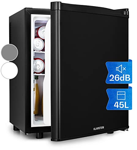 KLARSTEIN Mini Frigo de Chambre de 45L pour Boissons et Bieres, Petit Frigo Silencieux, Mini Bar Intérieur/Ext, Petit Refrigerateur Camping, Stockage de Vins, Cosmetique, Étagères Réglables, 6-18°C