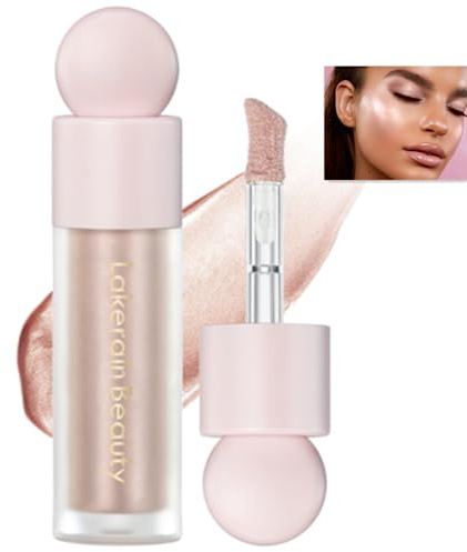 Maquillaje Iluminador Líquido, Iluminador en Crema con Brillo, Iluminador Facial de Acabado Brillante, Maquillaje Iluminador Líquido Hidratante con Purpurina para Rostro y Cuerpo (#03 ORO ROSADO)
