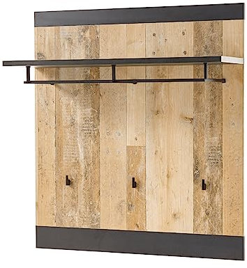Furn.Design Garderobenpaneel in Used Wood hell und anthrazit Wandgarderobe 92 x 100 cm, Stove