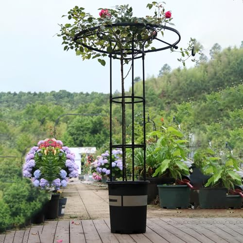 Pastoralist Garden Trellis,47.2 Tall Garden Obelisk Trellis, Umbrella-shape 3-tier Garden Trellis, Steel Plant Trellis Indoor, DIY Trellis for Climbing Plants Outdoor