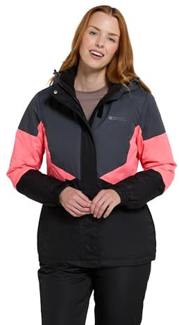 Mountain Warehouse Moon Damen-Skijacke - Schneedicht, Mikrofaser-Isolierung, winddichte Winterjacke, warm, verstellbare Kapuze - Ski-Bekleidung für den Snowboard-Urlaub leuchtendes Pink 34