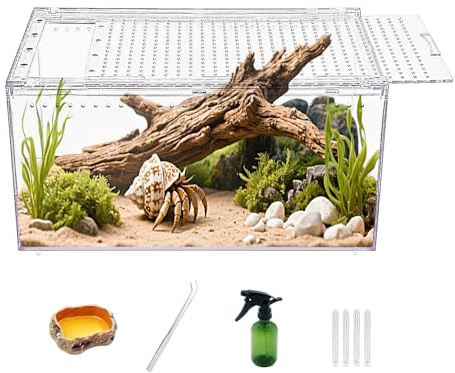 Reptile Growth Terrarium pour Reptiles en PC, enclos pour Tarentule, Aquarium pour araignée 40 x 25 x 20 cm, enclos pour lézard, Aquarium d'élevage pour Insectes, Poissons, tarentules, crabes ermites