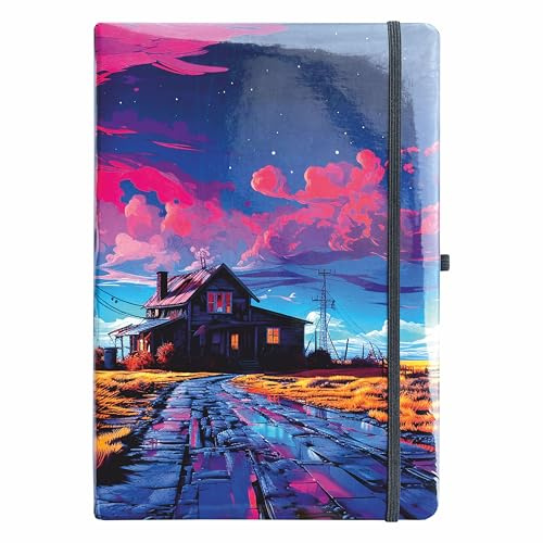 Anupam A5 Lyv Journal Notebook | 192 Pages | College Ruled Notebook | 80 Gsm Paper with Elegant Silver Edging And Metallic Finish| Elastic Closure and Pen Loop (Print 7)
