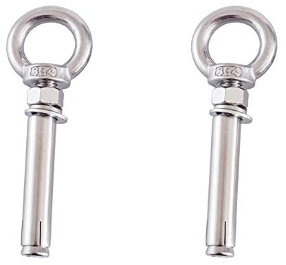 BPABDEITR Lot de 2 boulons à œil de levage à expansion en acier inoxydable M10 avec anneau – Crochet d'ancrage robuste for briques en béton, for montage mural(M10x120mm)
