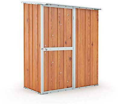 Casetta da Giardino in Lamiera box in acciaio misura 155 x 100 cm x 192 cm di altezza - 50 kg - 1.55 mq (Effetto Legno)