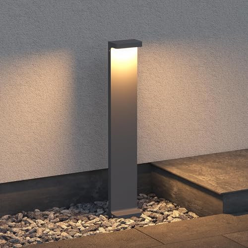 maimai Lampione da Giardino 3000K, Luminoso da Giardino IP65 Paletti Esterni Led 10X6X60cm in Alluminio per Giardini, Parchi, Aree Residenziali e Ingressi LumaTorch, Sabbia grigio scuro