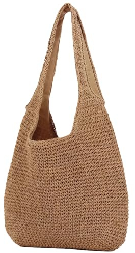 Yamobi Borsa da spiaggia donna, borsa da spiaggia in rete lavorata all'uncinetto, borsa lavorata all'uncinetto per l'estate, ideale per vacanze, viaggi, spiaggia
