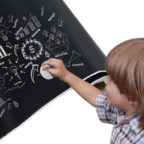 Chalkboard Wall Sticker, Self-Adhesive Blackboard Film Roll Wipe Clean Removable Writeable Board for Painting and Wall Design in Children's Room, Kitchen, Office