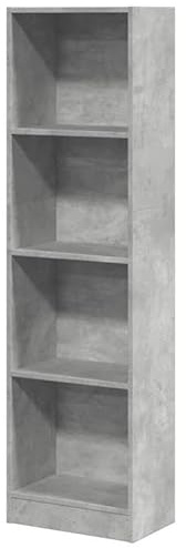 Eleganz Estantería de madera – Moderno sistema de estanterías en color gris hormigón 40 x 24 x 143 cm – Almacenamiento estable para libros y decoración – Ideal para salón, oficina y espacios pequeños