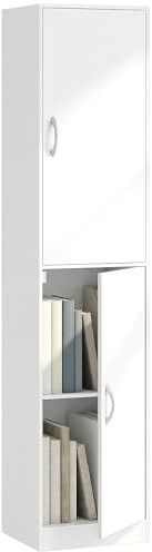 HOMCOM Libreria Scaffale Alta 180 cm, Libreria Verticale Salvaspazio a 5 Ripiani con Ripiani Regolabili per Soggiorno, Camera da Letto, Studio e Ufficio, Bianco