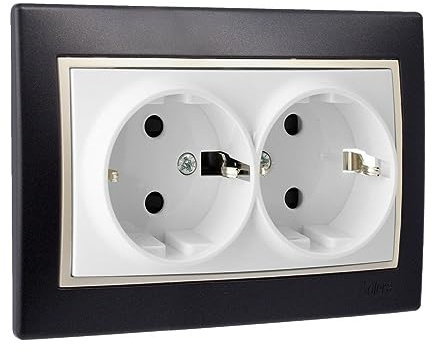 Base Bipolar Fija Doble 2P+T 16A Negro S.Europa SOLERA