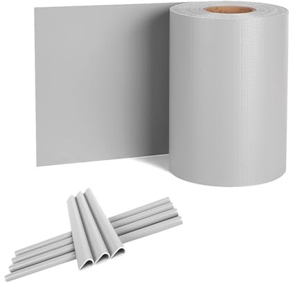 Froadp Sichtschutzstreifen PVC Doppelstabmatten Sichtschutzfolie mit Befestigungsclipse Sichtschutz Stabmattenzaun Windschutz Blickdicht Zaun für Gartenzaun Balkon(35m x 19cm, Grau)