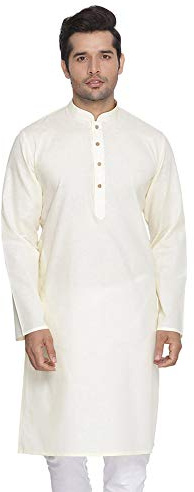 Elina fashion Conjunto de pijama kurta de algodón para hombre, ropa tradicional india, Crema, Large