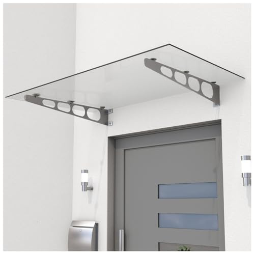 HORI stilvolles Vordach für Haustür - Sicherheitsglas mit Edelstahl Rahmen - wetterfeste Überdachung für Eingangstür - mit UV-Schutz & Regenschutz - pflegeleicht & langlebig - 160 x 90 x 16 cm